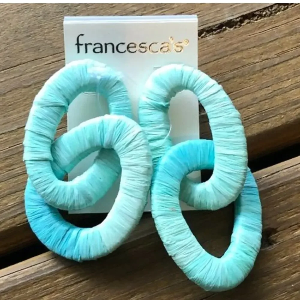 Francesca's Rattan Blue Ombre Double Hoop Earrings
